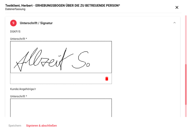 Beispiel: abgeschlossenes Formular mit digitaler Signatur